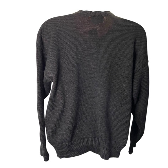 Vintage 80s Koret Petites Embroidered Knit Sweater Beaded Tapestry Motif Black M - Picture 2 of 5
